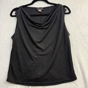 Vintage Isabel L Beaded Top‎ Black Cowl Neck Glam Goth USA Sexy Club Witchy Y2K